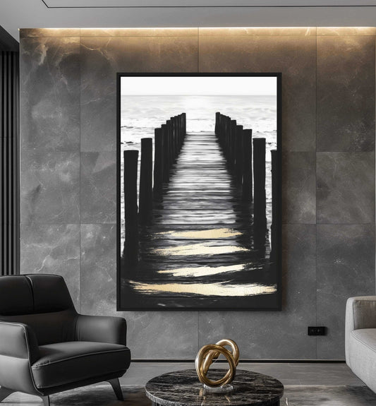 Ocean Pier Nautical Art Framed Canvas - PaintFu