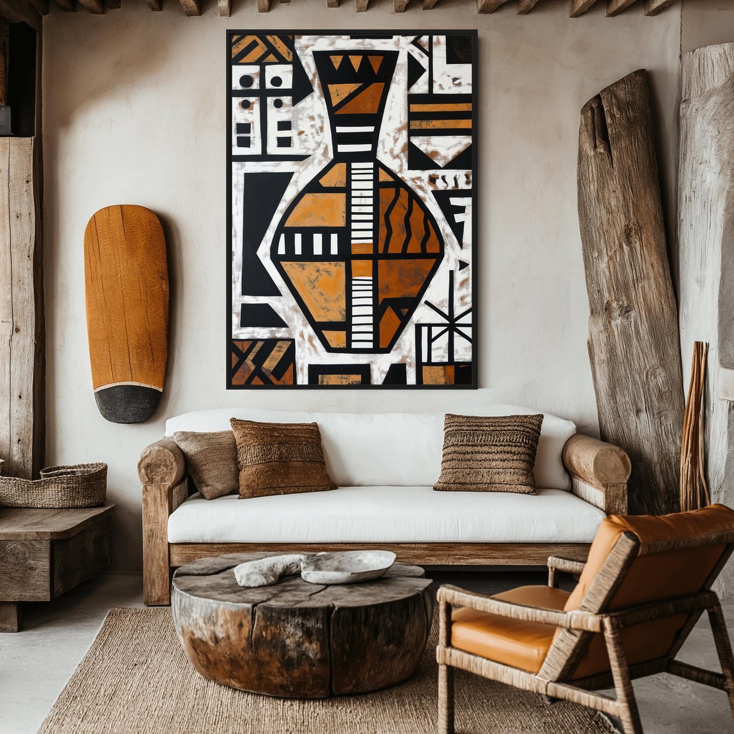 Vase African Abstract Art Framed Canvas