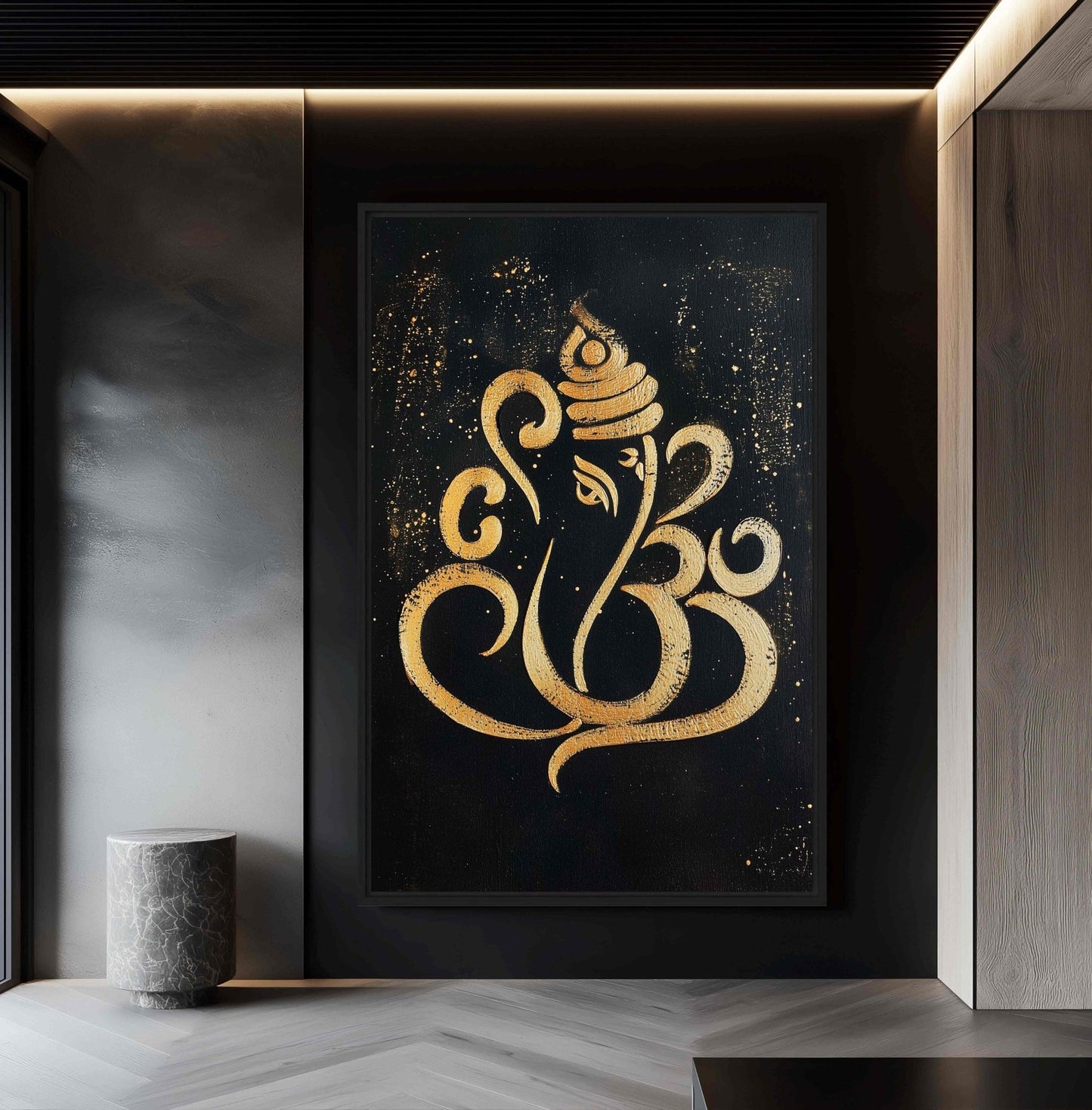 Ganesha Silhouette Spiritual Art Framed Canvas