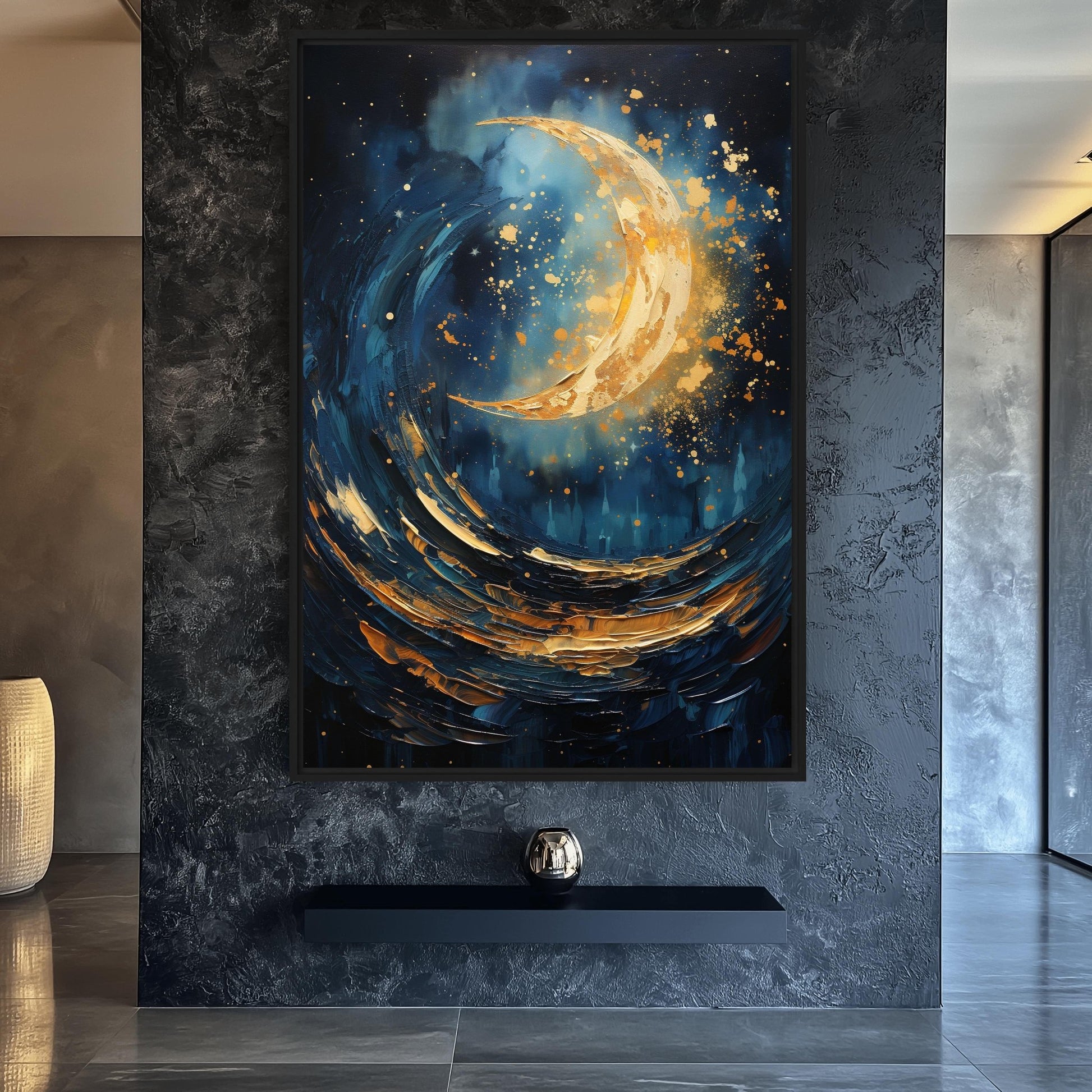 Moon Modern Art Framed Canvas