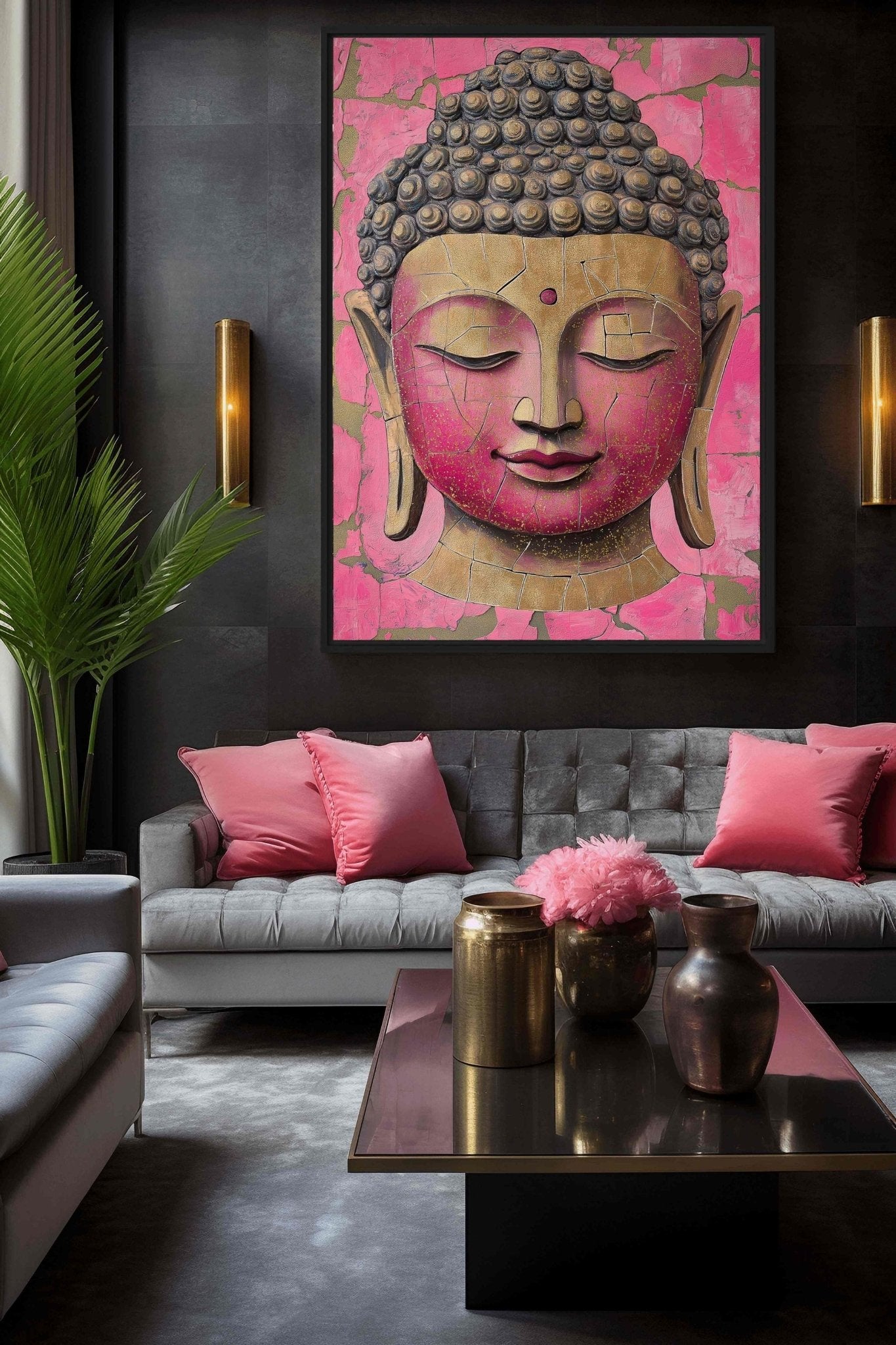 Pink & Gold Buddha Portrait Digital Print