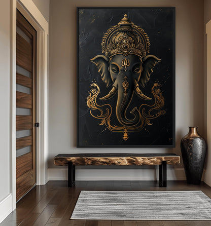 Lord Ganesha Modern Art Framed Canvas