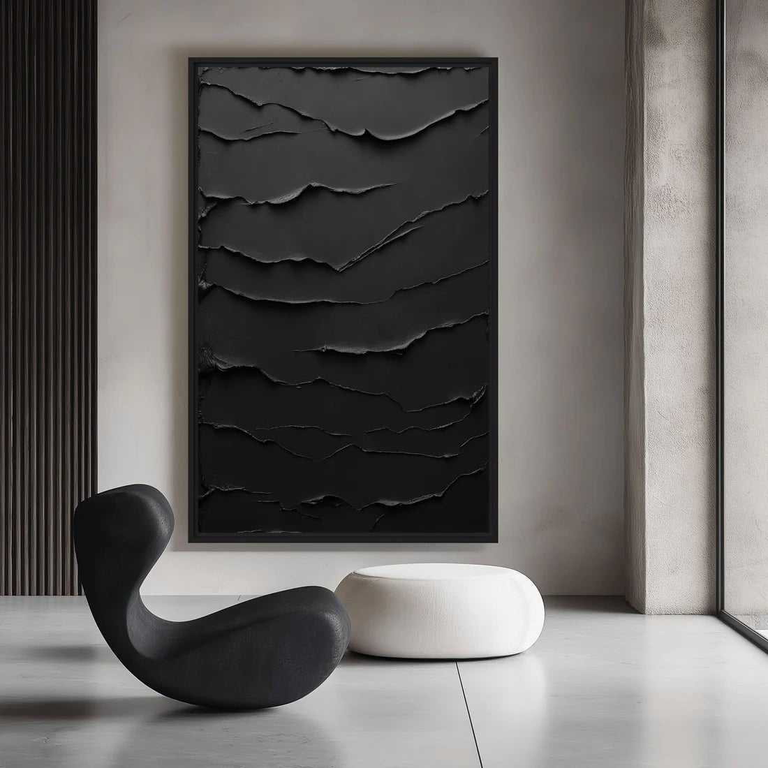 Black Minimalist Textured Art Digital Print