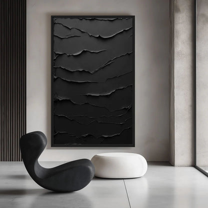 Black Minimalist Textured Art Digital Print