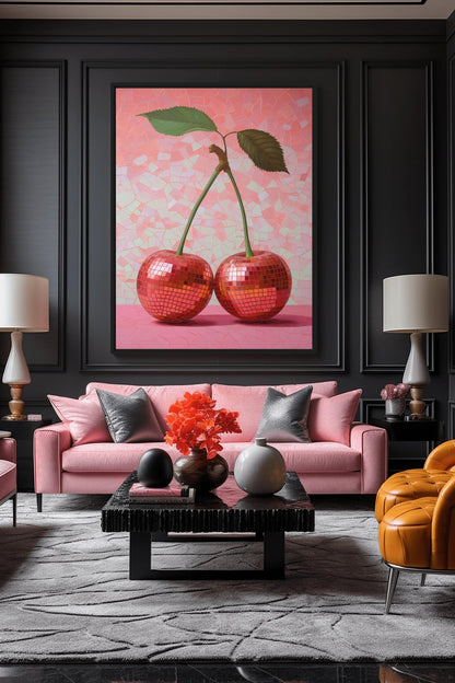 Cherry Disco Balls Art Digital Print