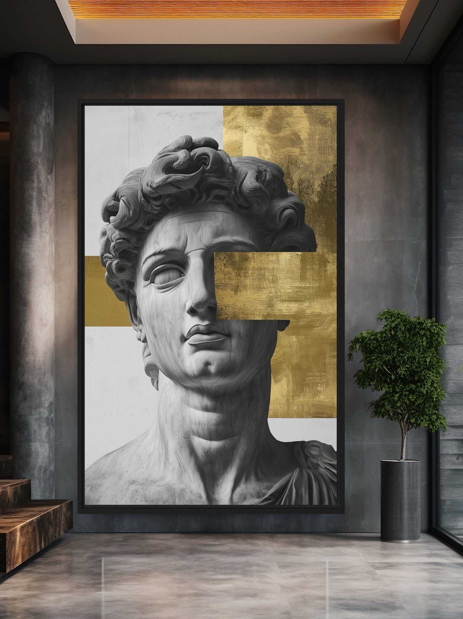 David Sculpture Greek Mythology Art Framed Canvas