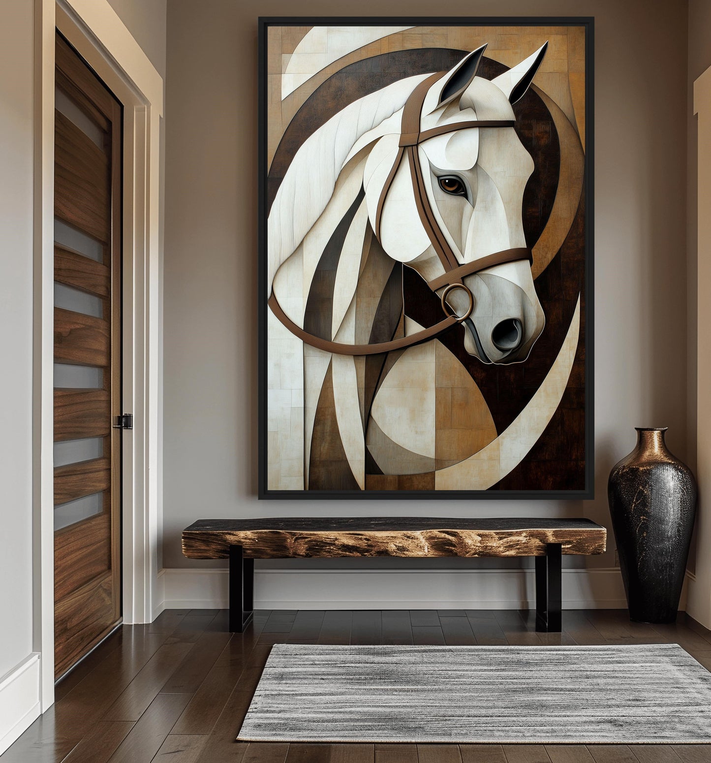 Horse Geometric Art Framed Canvas