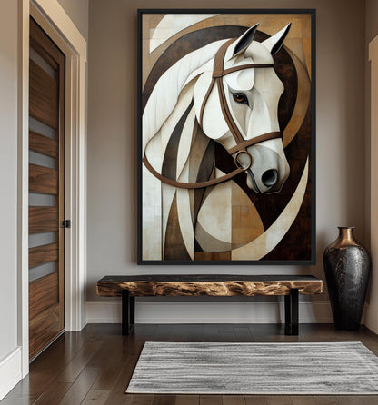 Horse Geometric Art Framed Canvas