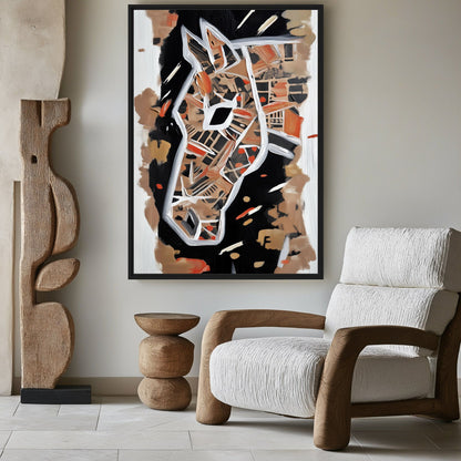 Horse Abstract Art Framed Canvas - PaintFu