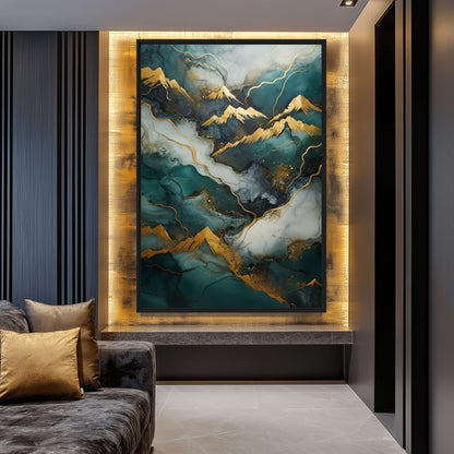 Teal & Gold Landscape Modern Art Digital Print