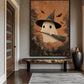 Cute Ghost In A Witch Hat Framed Canvas
