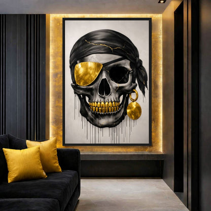 Pirate Skull Gothic Art Framed Canvas - PaintFu