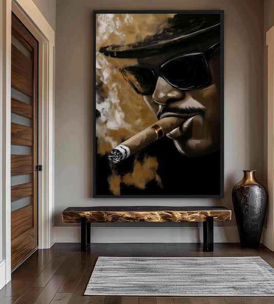 Cigar Man Bar Art Framed Canvas - PaintFu