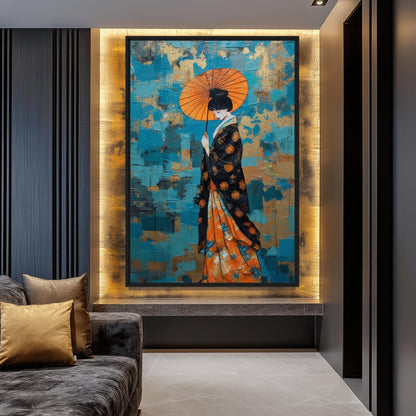 Feminine Geisha Japanese Art Framed Canvas