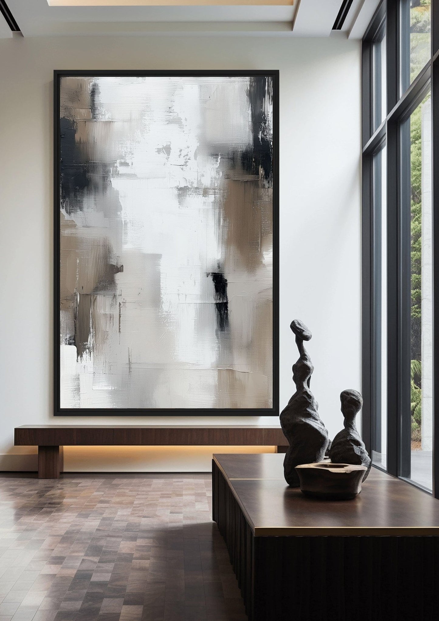 Neutral Abstract Nordic Art Framed Canvas