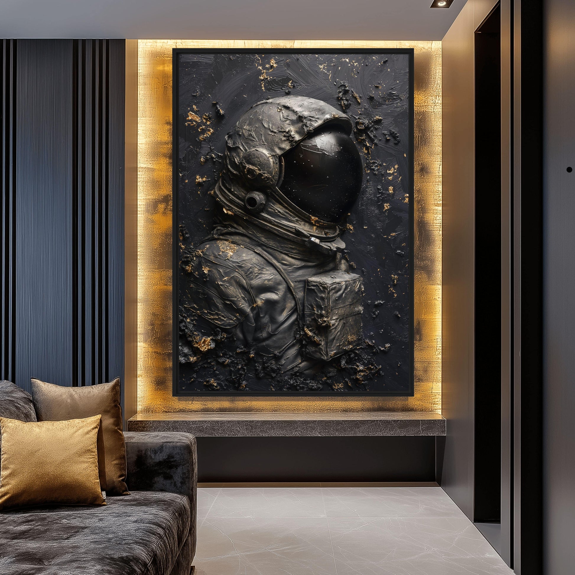 Astronaut in Space Impasto Art Framed Canvas - PaintFu