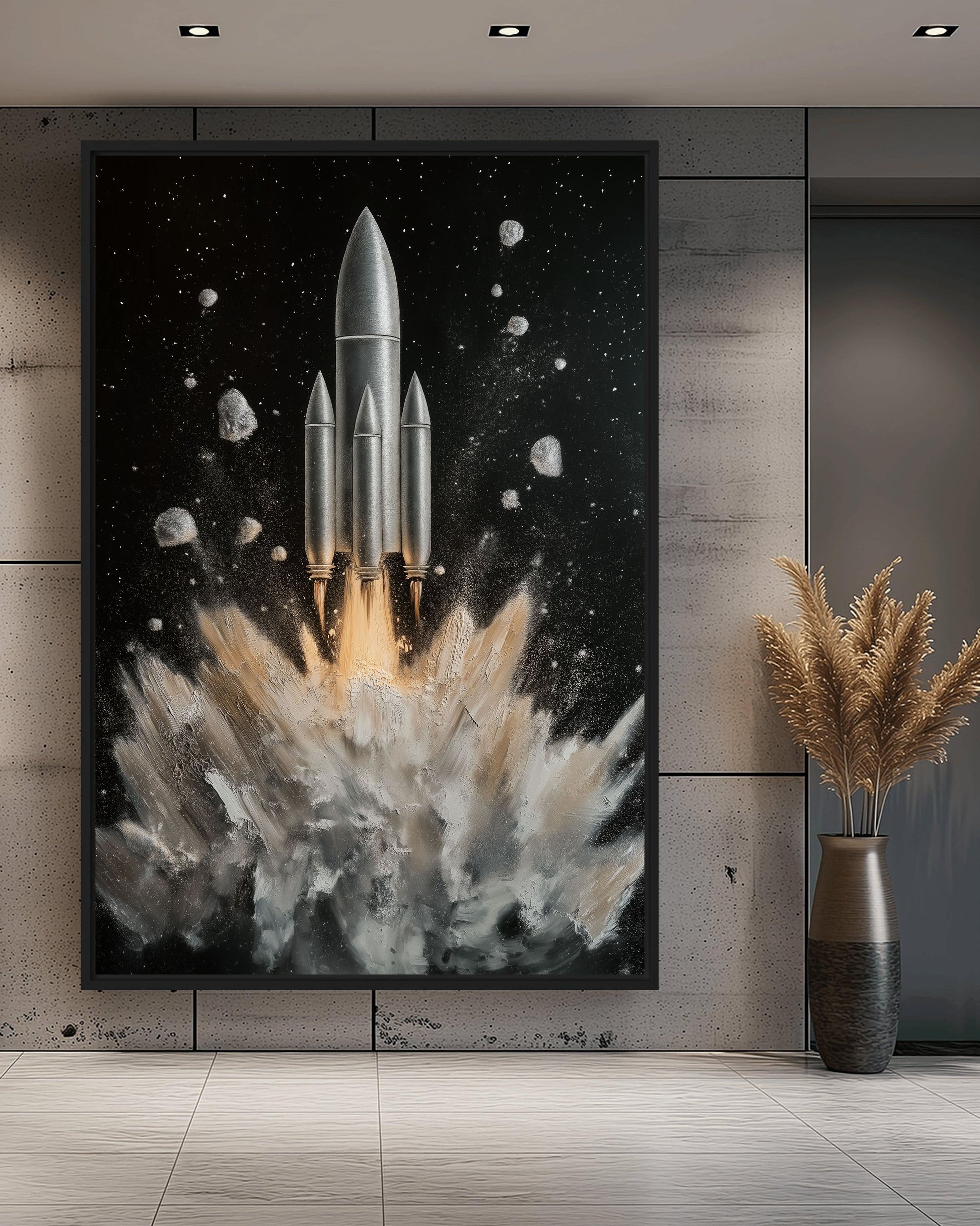 Rocket Take Off Space Art Framed Canvas - PaintFu