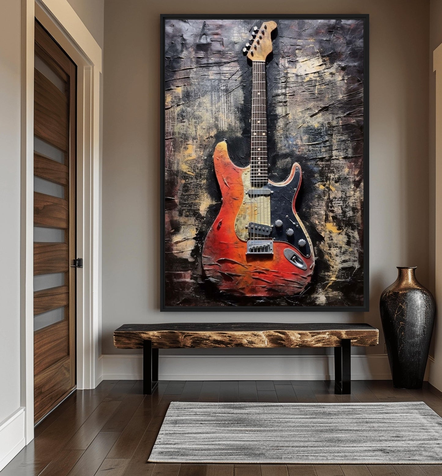 Guitar Music Art Framed Canvas