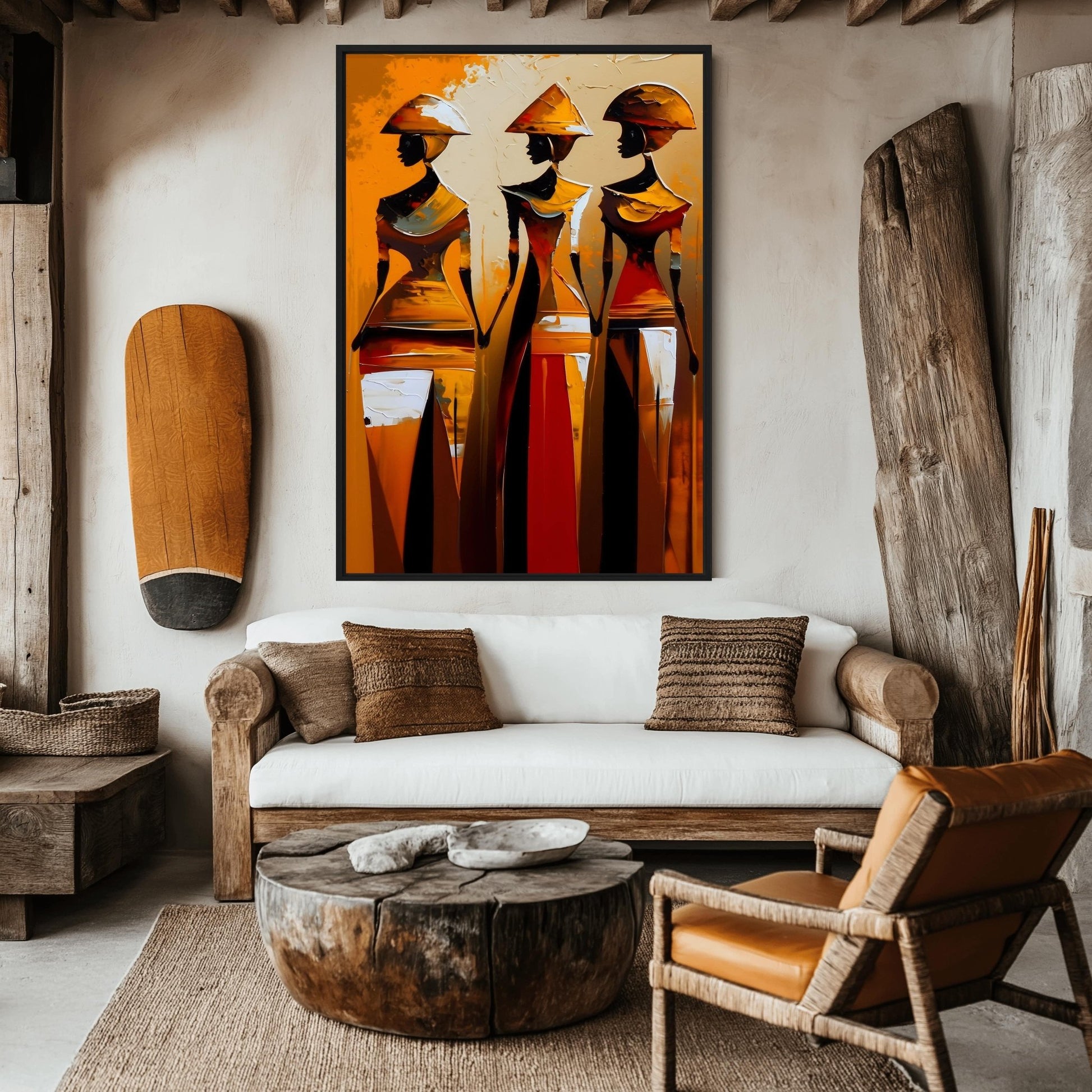 African Women Abstract Art Framed Canvas