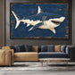 Shark Nautical Wall Art Framed Canvas