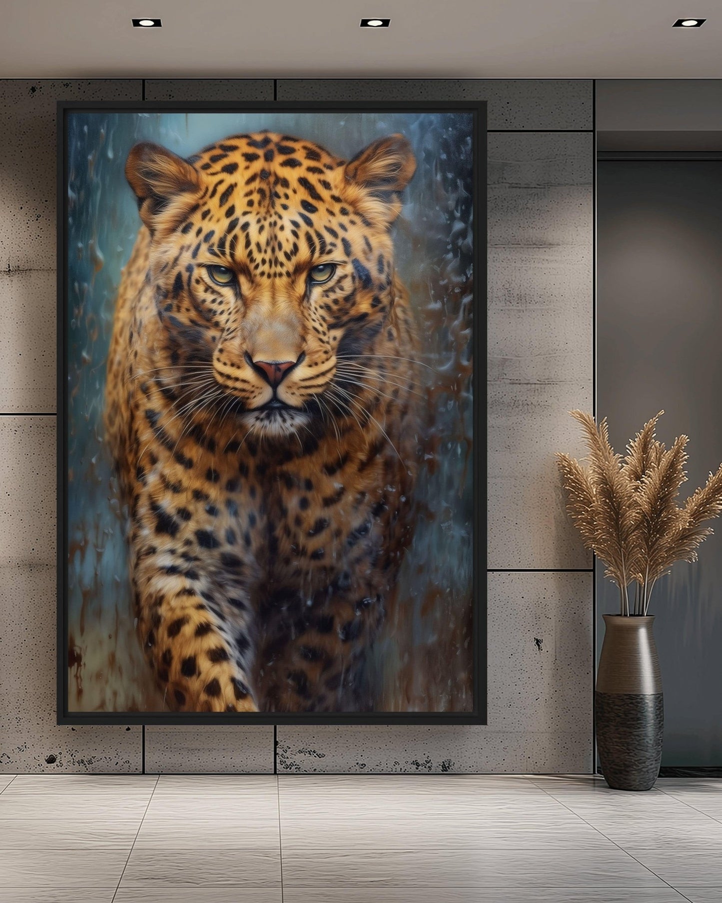 Leopard Wildlife Art Framed Canvas