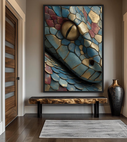 Snake Abstract Wildlife Art Framed Canvas - PaintFu