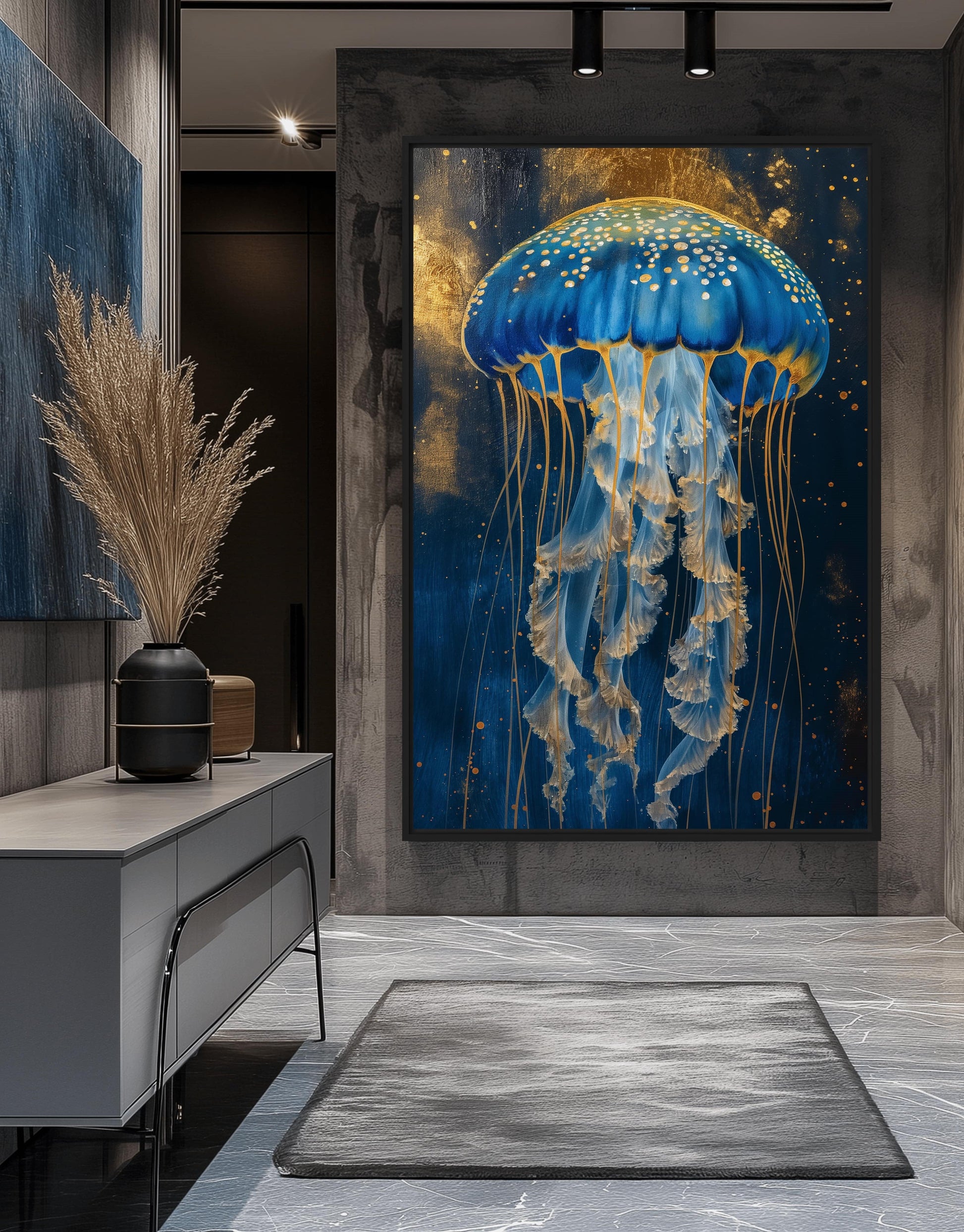 Majestic Jelly Nautical Art Framed Canvas - PaintFu
