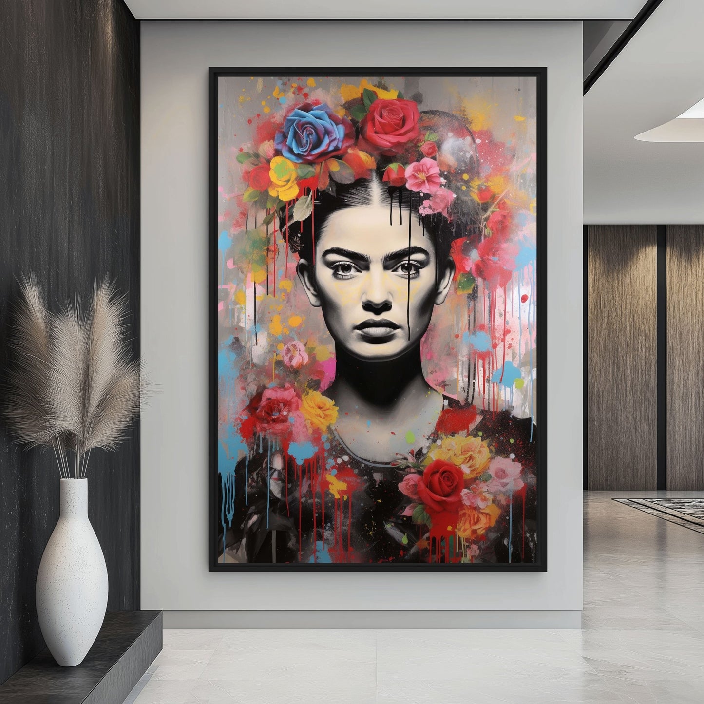Frida Kahlo Pop Art Framed Canvas