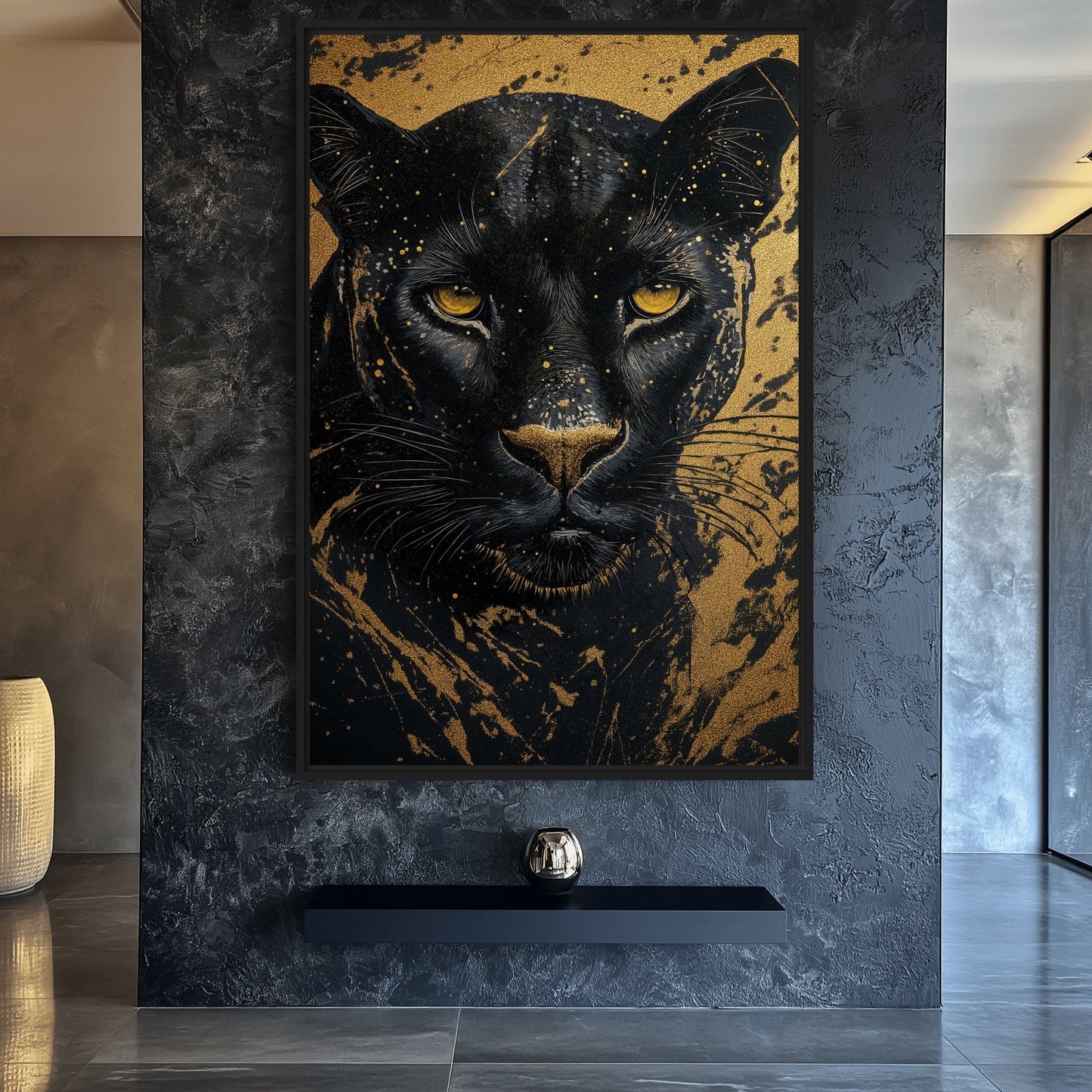 Black Panther In Gold Modern Art Digital Print