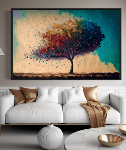 Colorful Tree Modern Art Framed Canvas