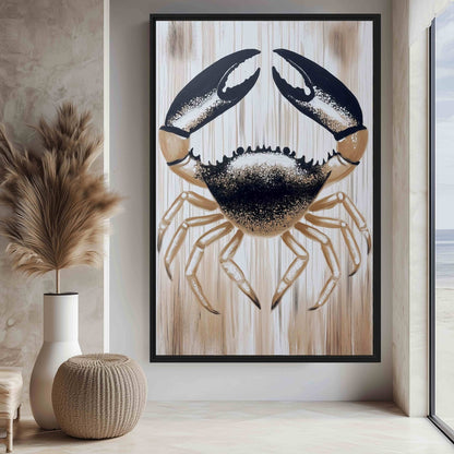 Crab Coastal Art Framed Canvas - PaintFu