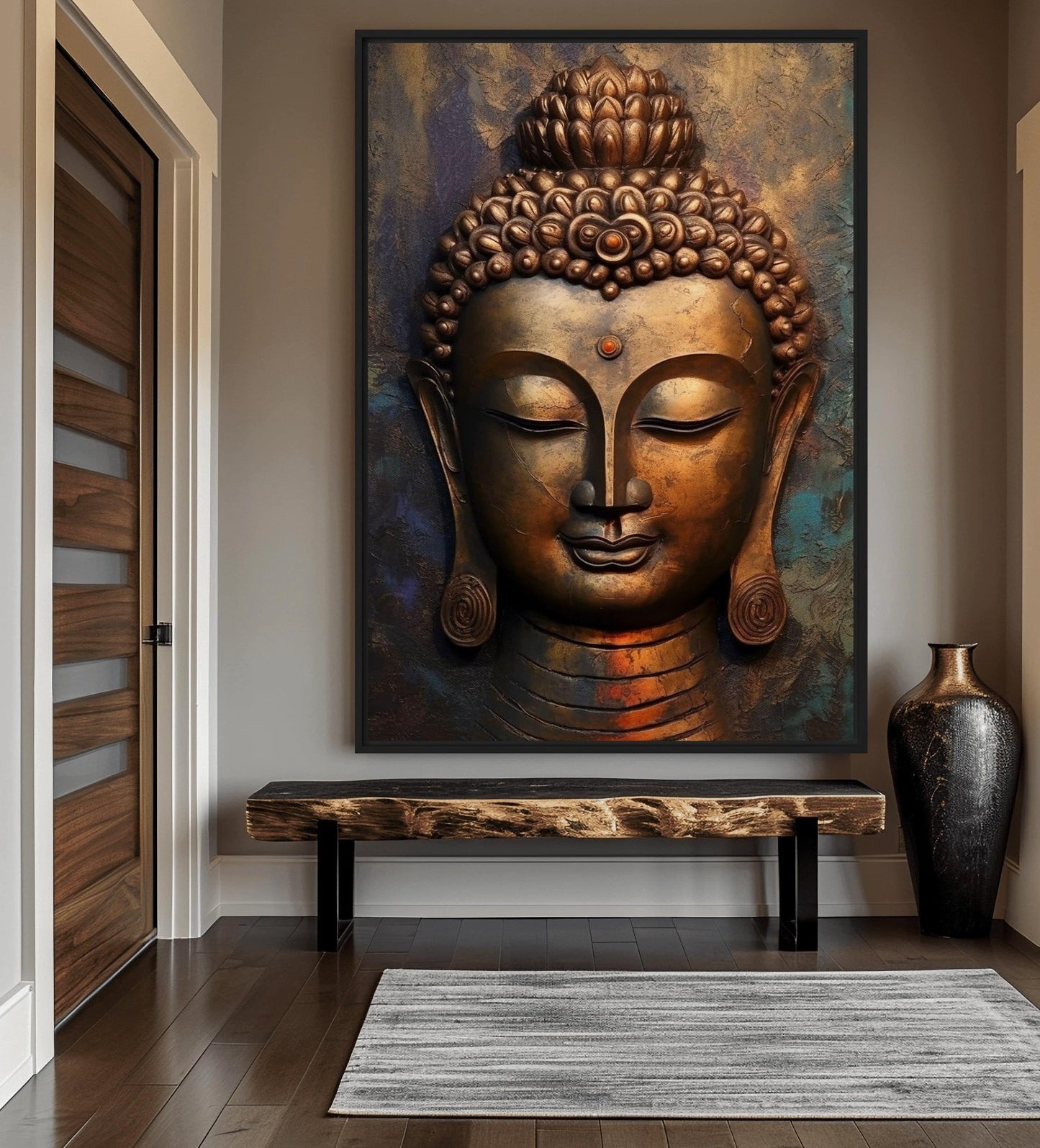 Bronze Buddha Framed Canvas