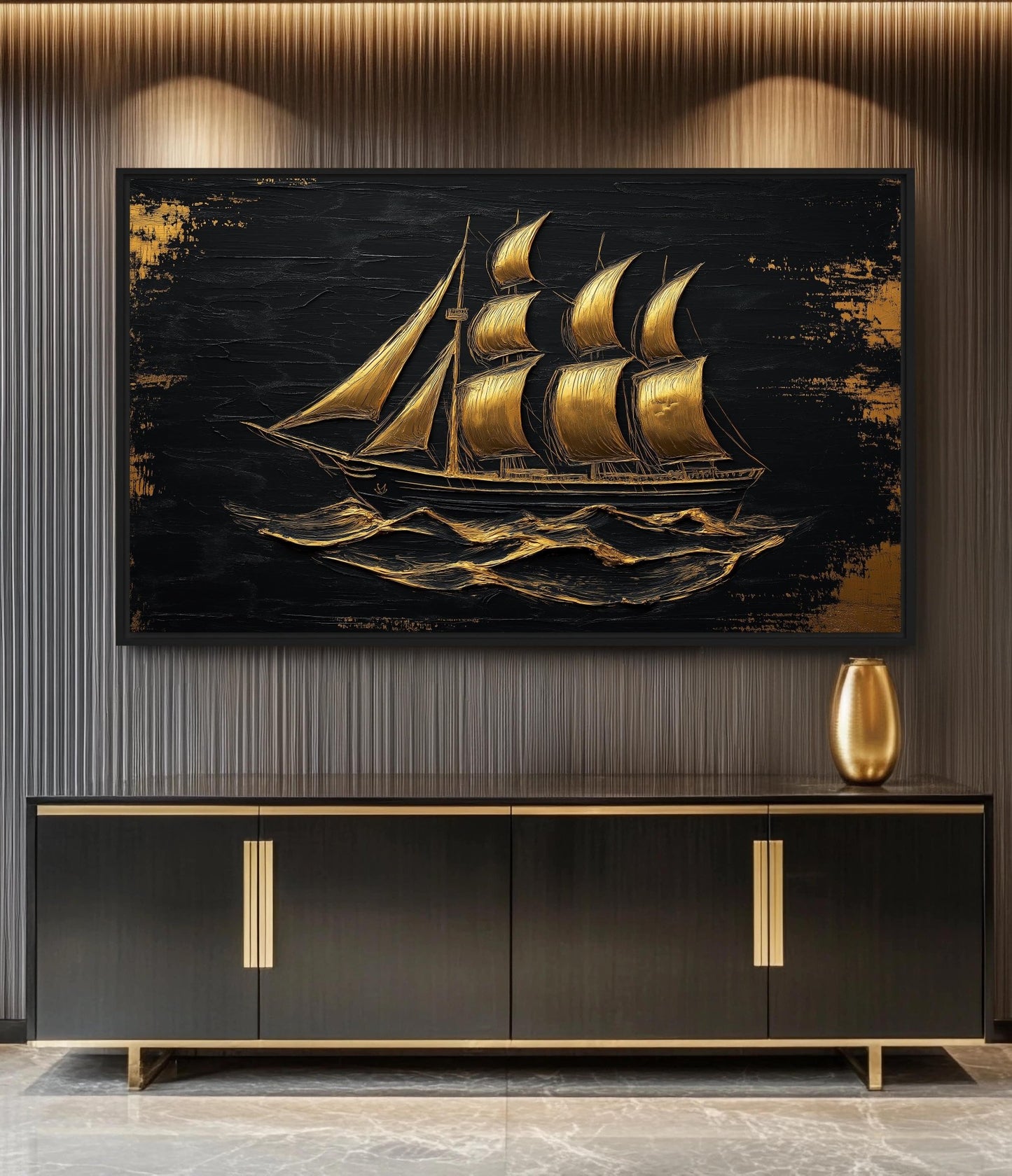 Sail Ship Nautical Art Framed Canvas