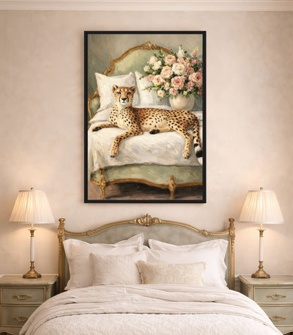 Cheetah Floral Art Framed Canvas - PaintFu