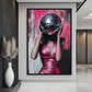 Woman Disco Ball Head Digital Print