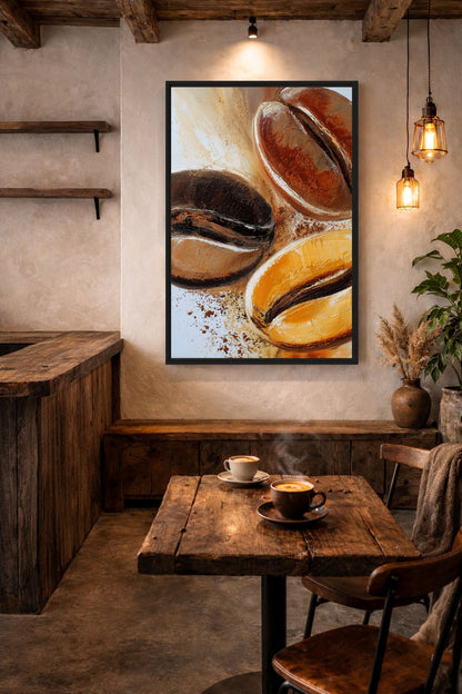 Coffee Beans Modern Art Framed Canvas - PaintFu
