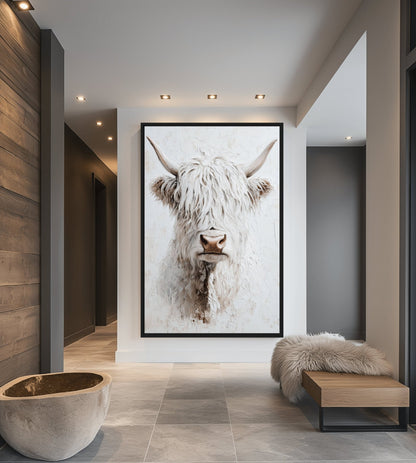 Highland Cow Modern Art Framed Canvas