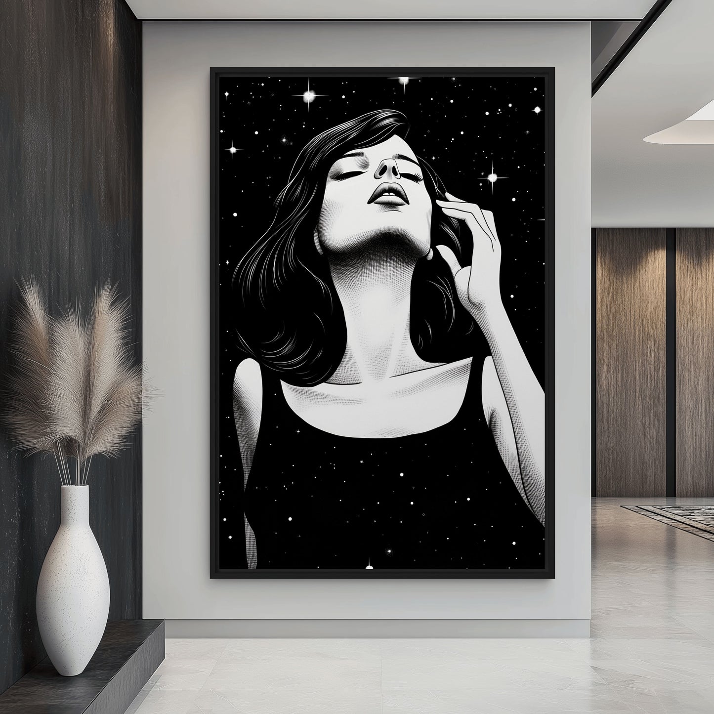 Space Woman Pop Art Framed Canvas - PaintFu