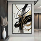 Black White Gold Abstract Art Framed Canvas