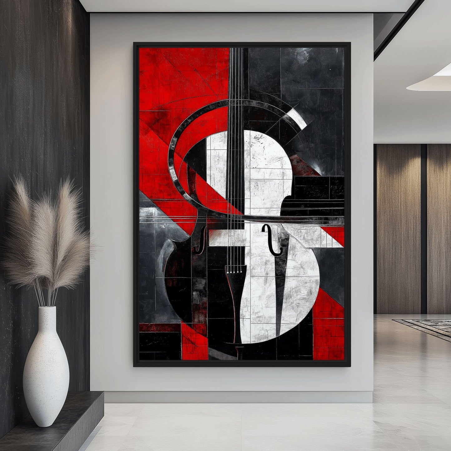 Abstract Violin Music Art Framed Canvas