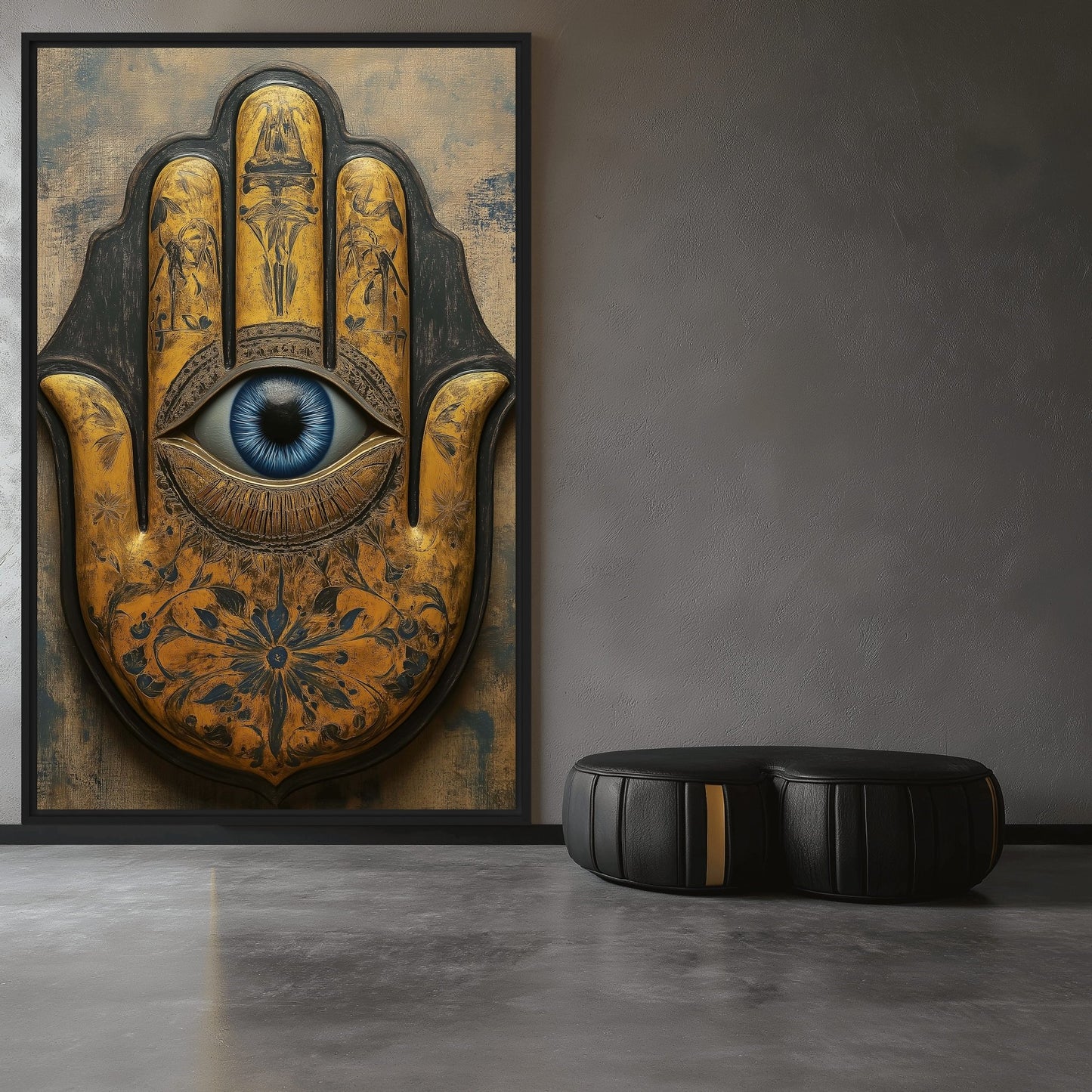 Hamsa Hand Religious Art Framed Canvas