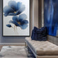 Blue Floral Art Framed canvas - PaintFu