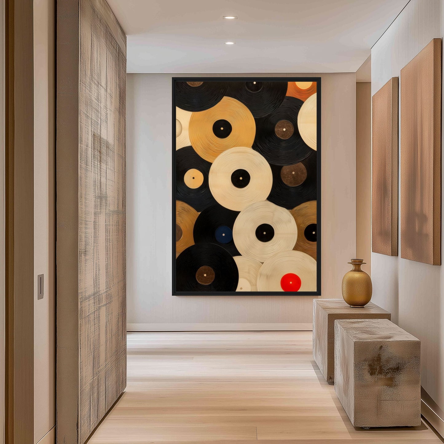 Vinyl Records Modern Art Framed Canvas