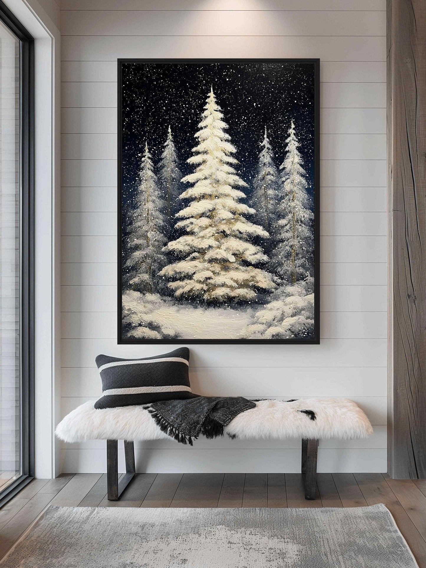 Winter Christmas Tree Framed Canvas