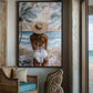 Woman In Summer Hat Beach Art Framed Canvas