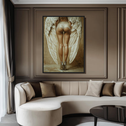 Woman with Angel Wings Sensual Art Framed Canvas