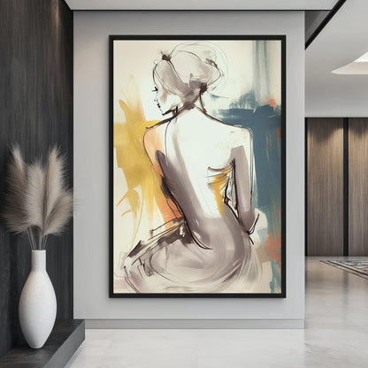 Woman Watercolor Art Framed Canvas