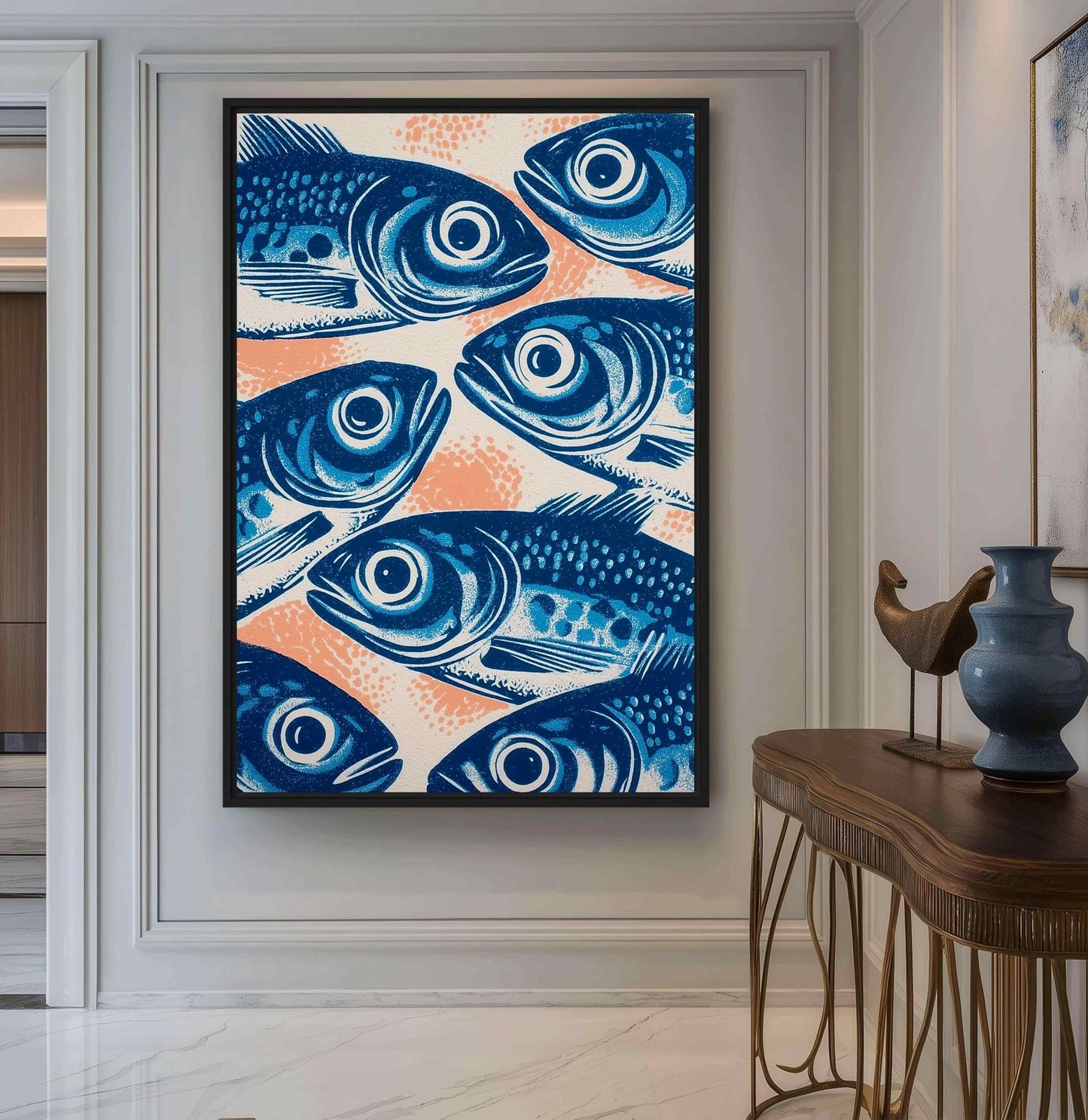 Sardines Modern Art Framed canvas - PaintFu