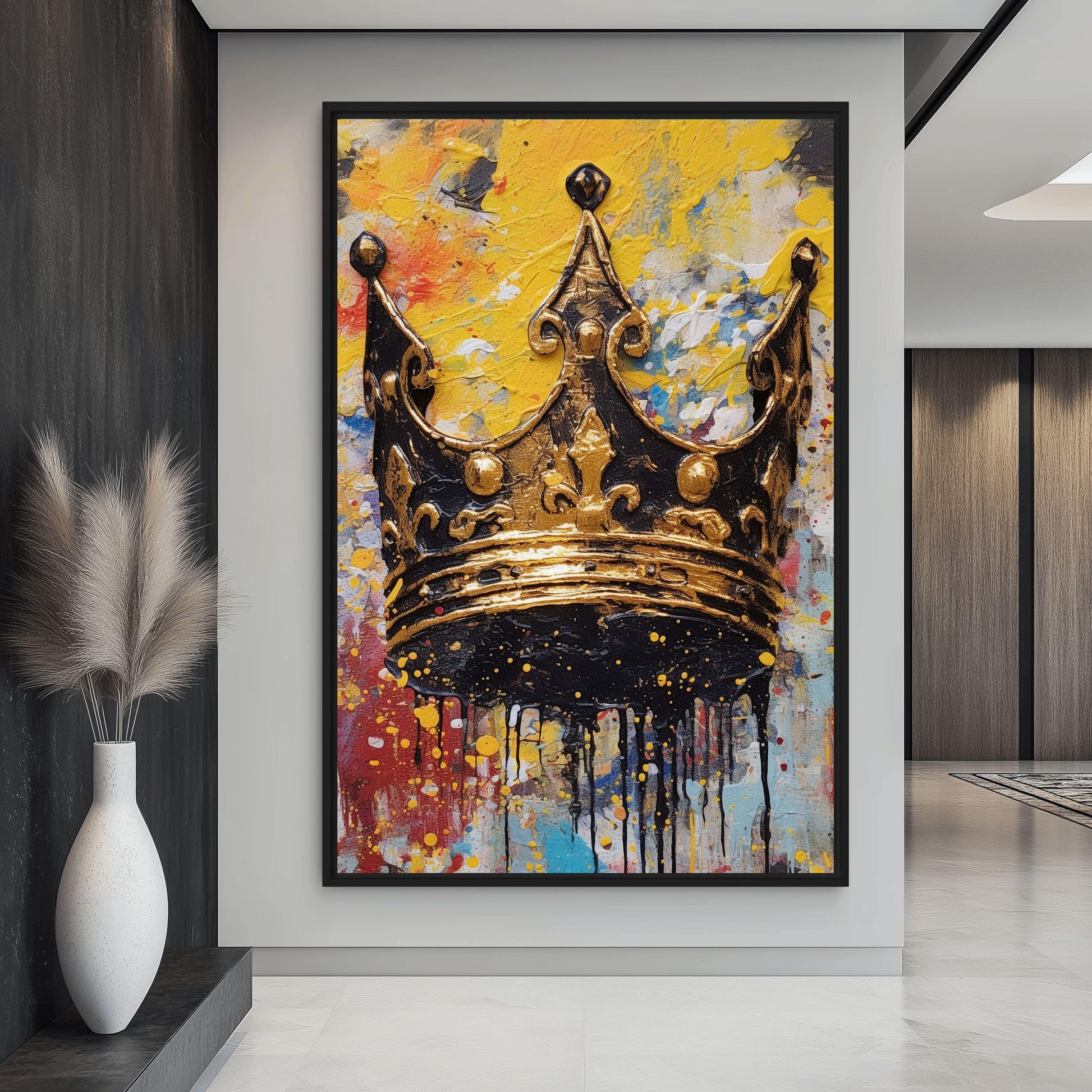 Crown Graffiti Art Framed Canvas - PaintFu