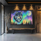 Northern Lights Wolf Wildlife Art Framed Canvas